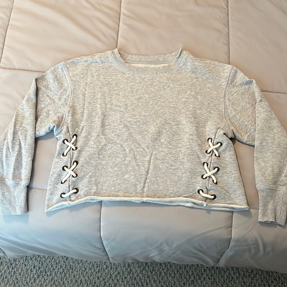 Aerie Cropped Grey Sweatshirt - Size Small